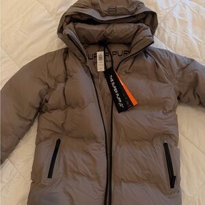 Aritzia Super Puff Jacket in Taupe